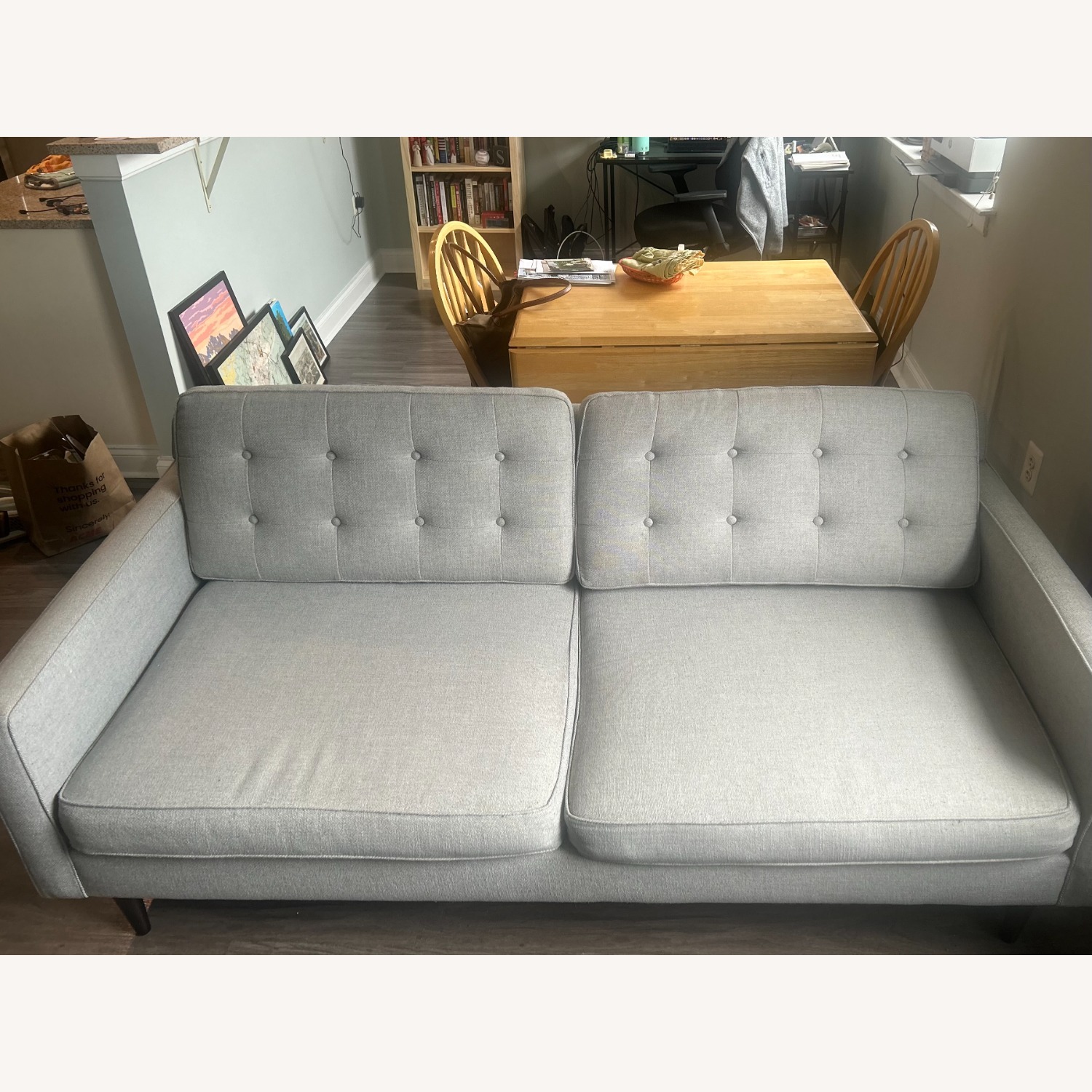 West Elm Drake Light Gray Fabric 2 Seater Sofa - image-1