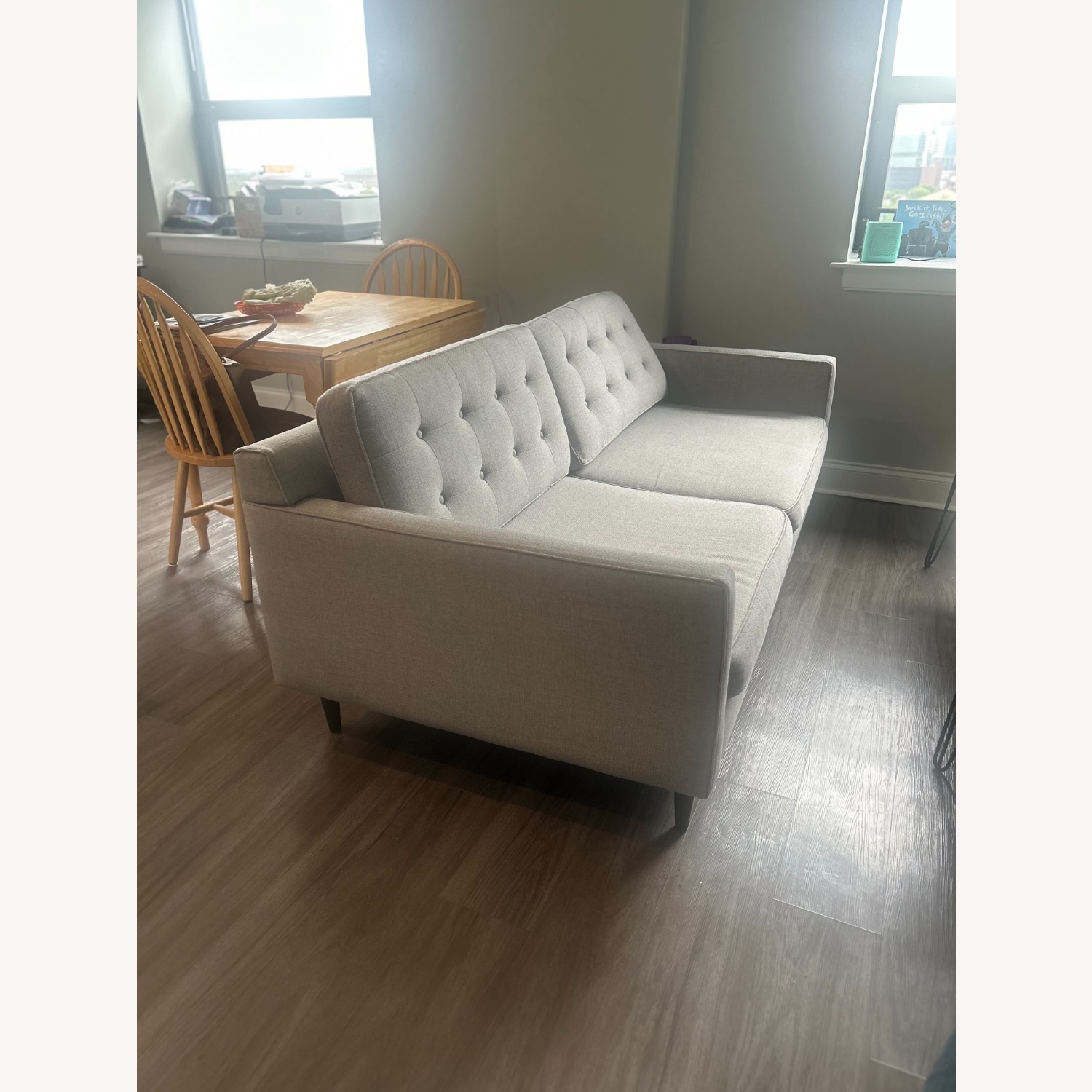 West Elm Drake Light Gray Fabric 2 Seater Sofa - image-2