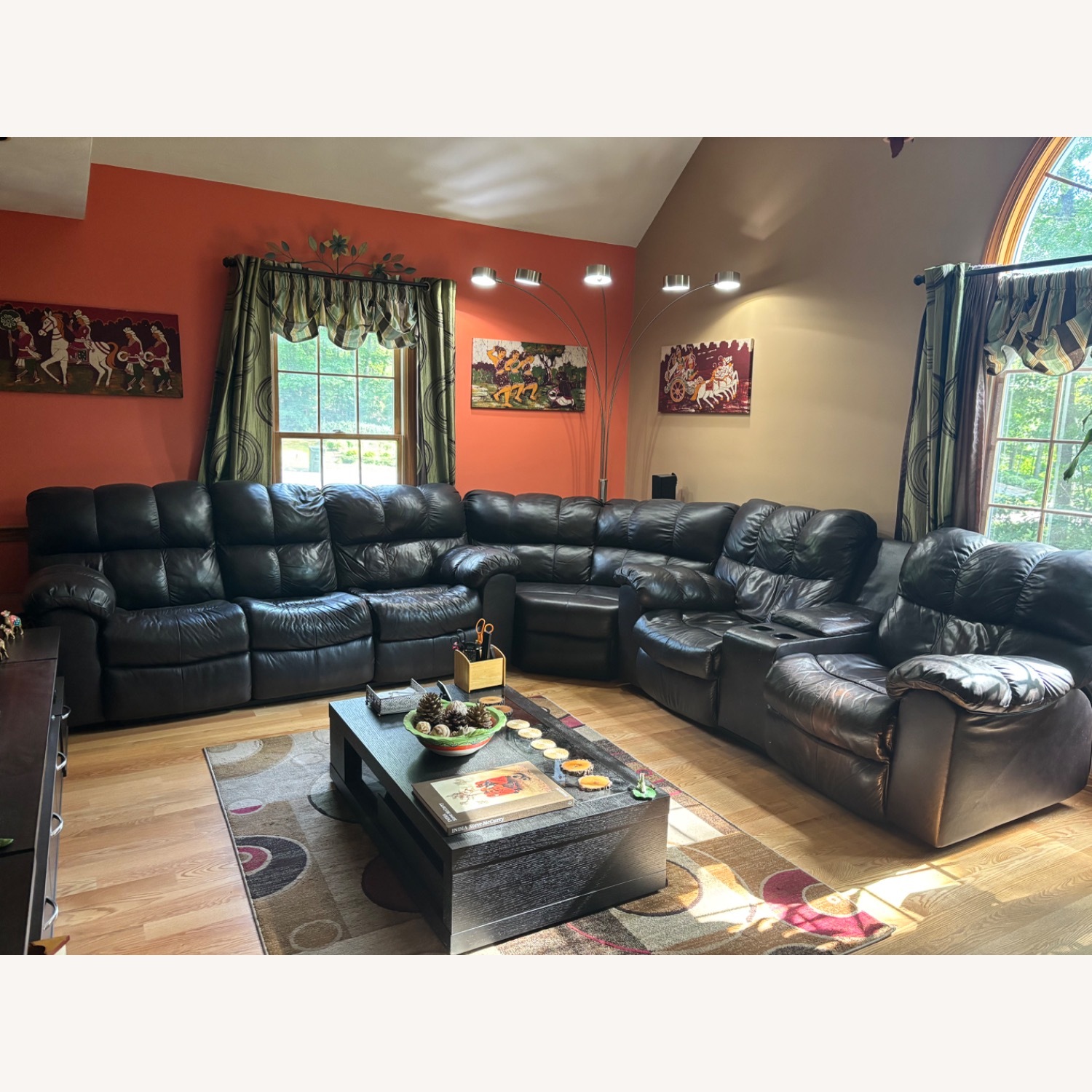 Leather Recliner Sectional Sofa Set - image-1