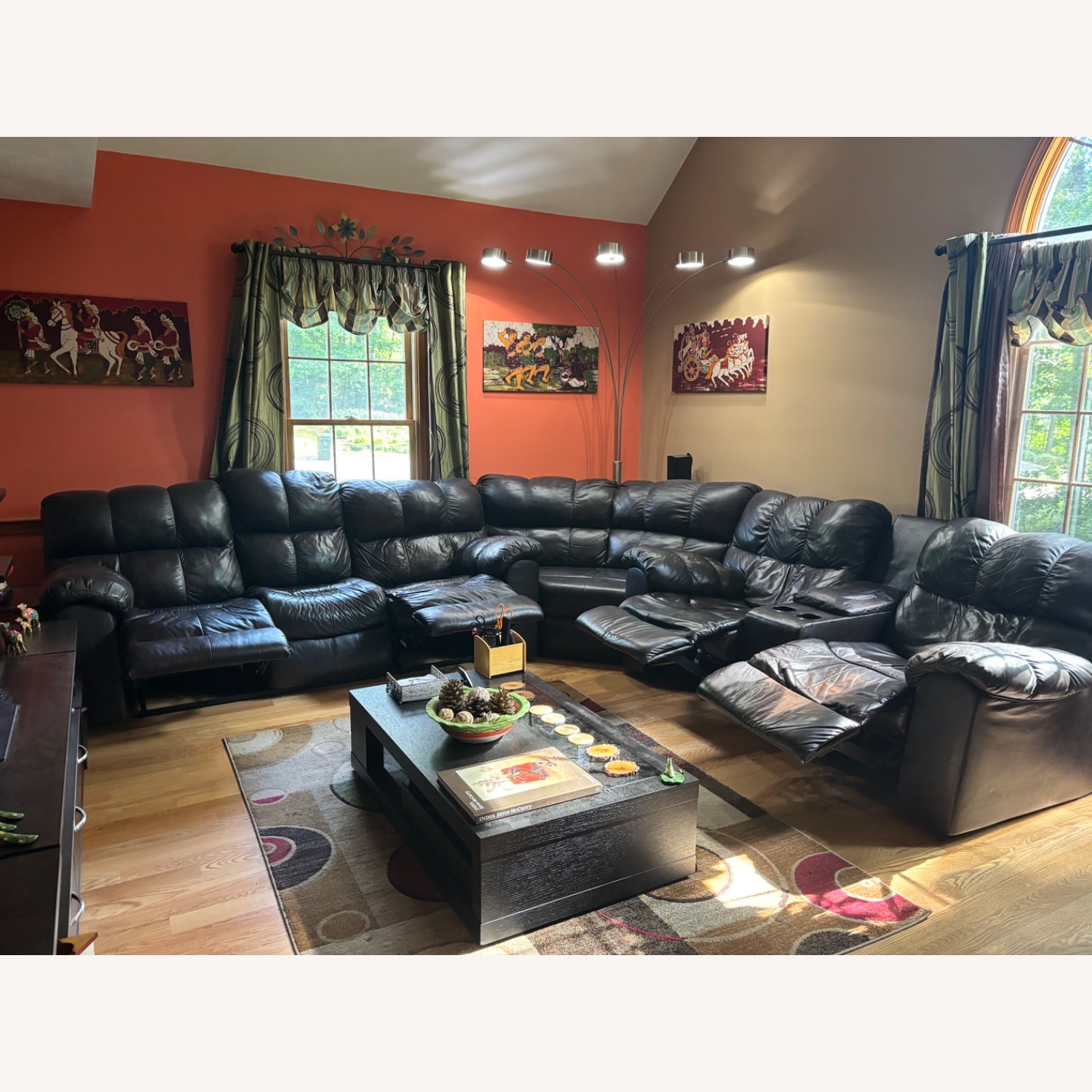 Leather Recliner Sectional Sofa Set - image-2