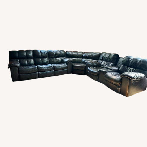 Used Leather Recliner Sectional Sofa Set for sale on AptDeco