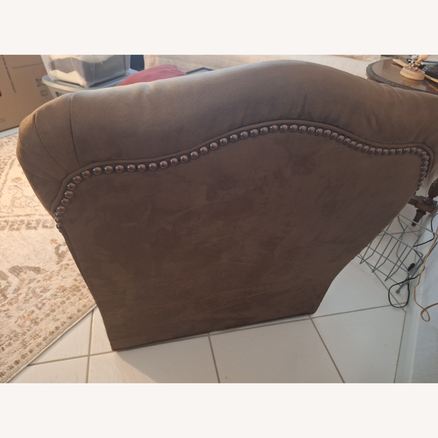 Dark Brown Fabric Armchair - image-5