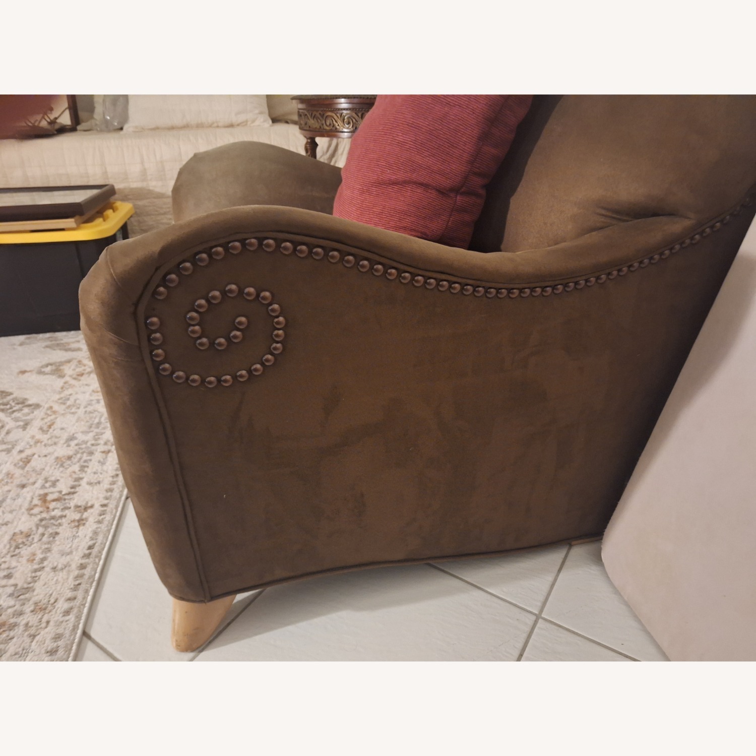 Dark Brown Fabric Armchair - image-3
