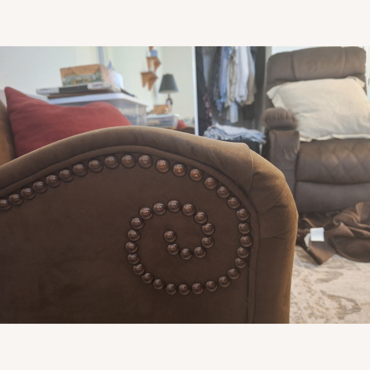 Dark Brown Fabric Armchair - image-2