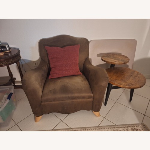 Used Dark Brown Fabric Armchair for sale on AptDeco