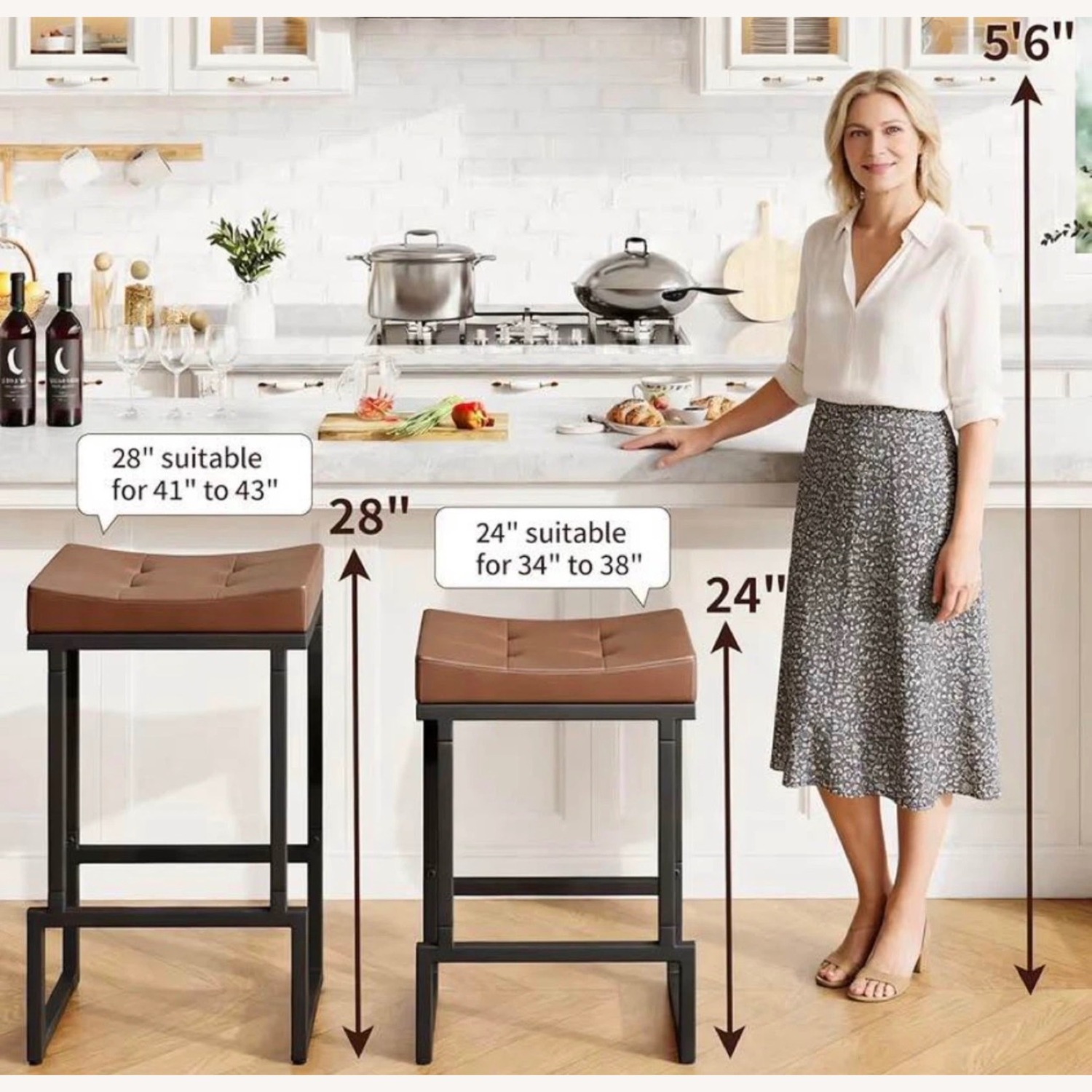1 Brown 24" Counter Height Bar Stool - image-4
