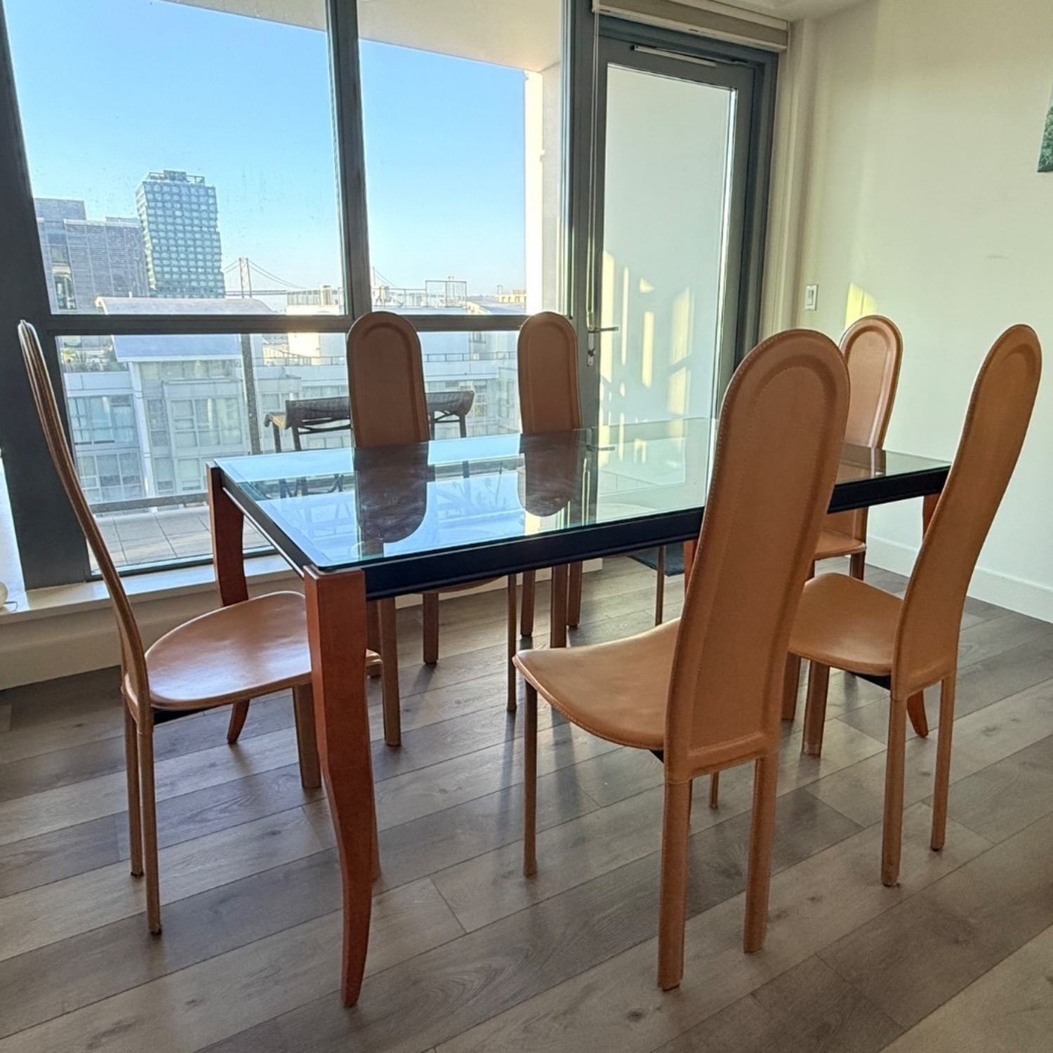 Modern rectangular glass-top table - image-4