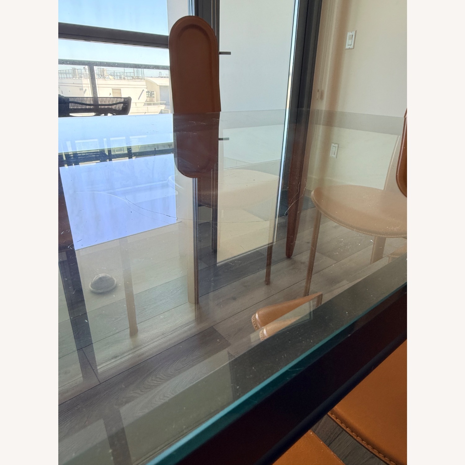 Modern rectangular glass-top table - image-3