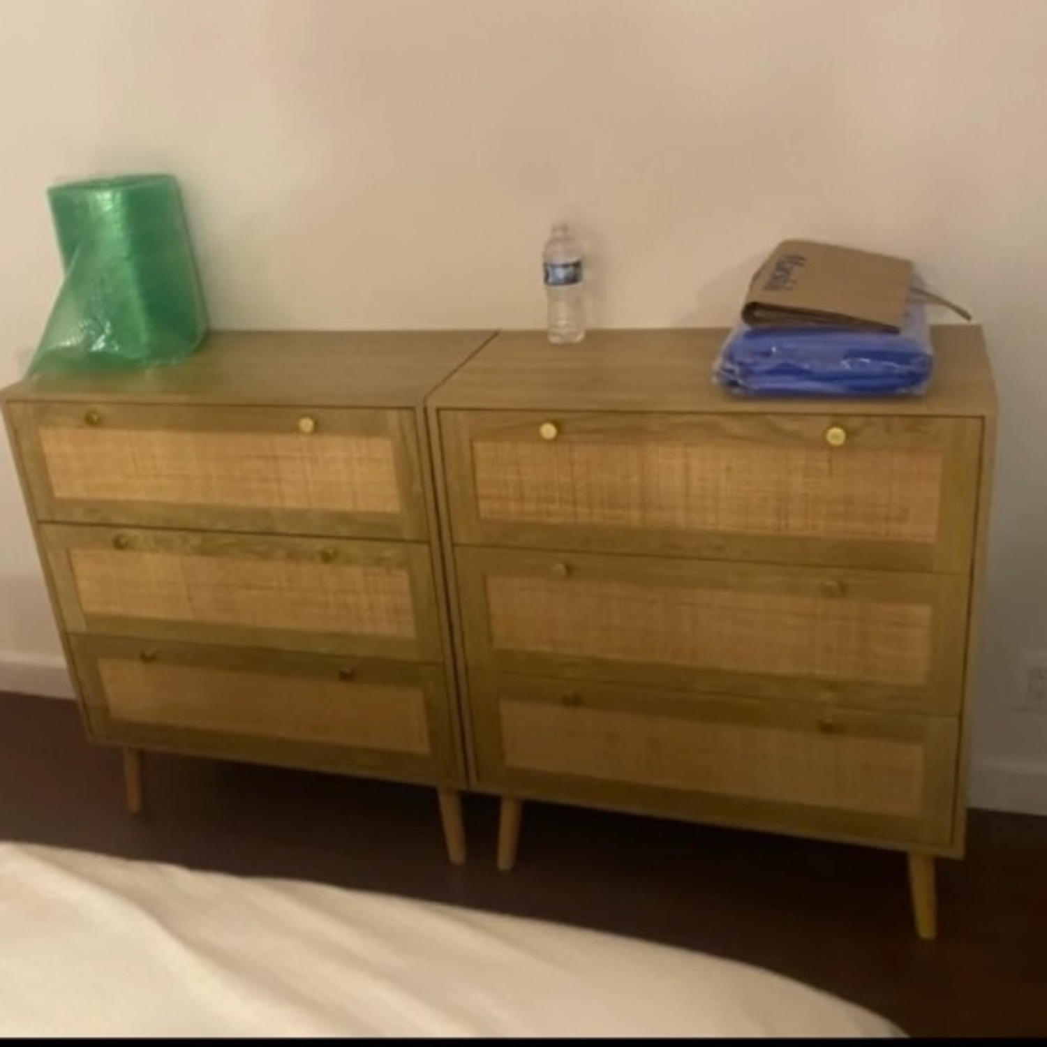 Wood Rattan 3 Drawer Dresser 31.5”W - image-3