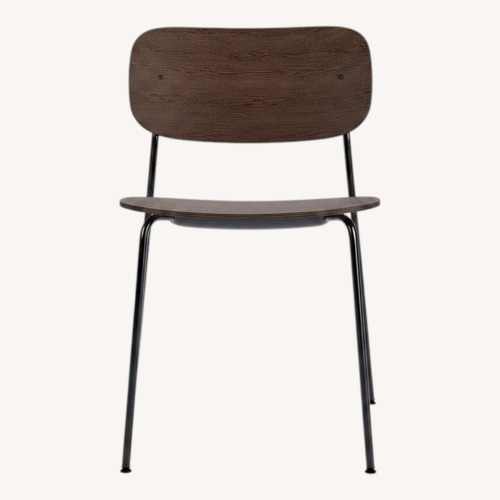 Used Co Dining Chairs - Dark Brown Wood W Black Steel for sale on AptDeco