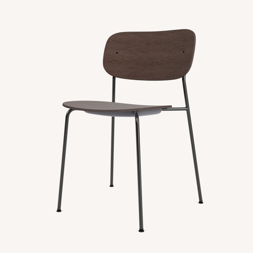 Used Co Dining Chairs - Dark Brown Wood W Black Steel for sale on AptDeco
