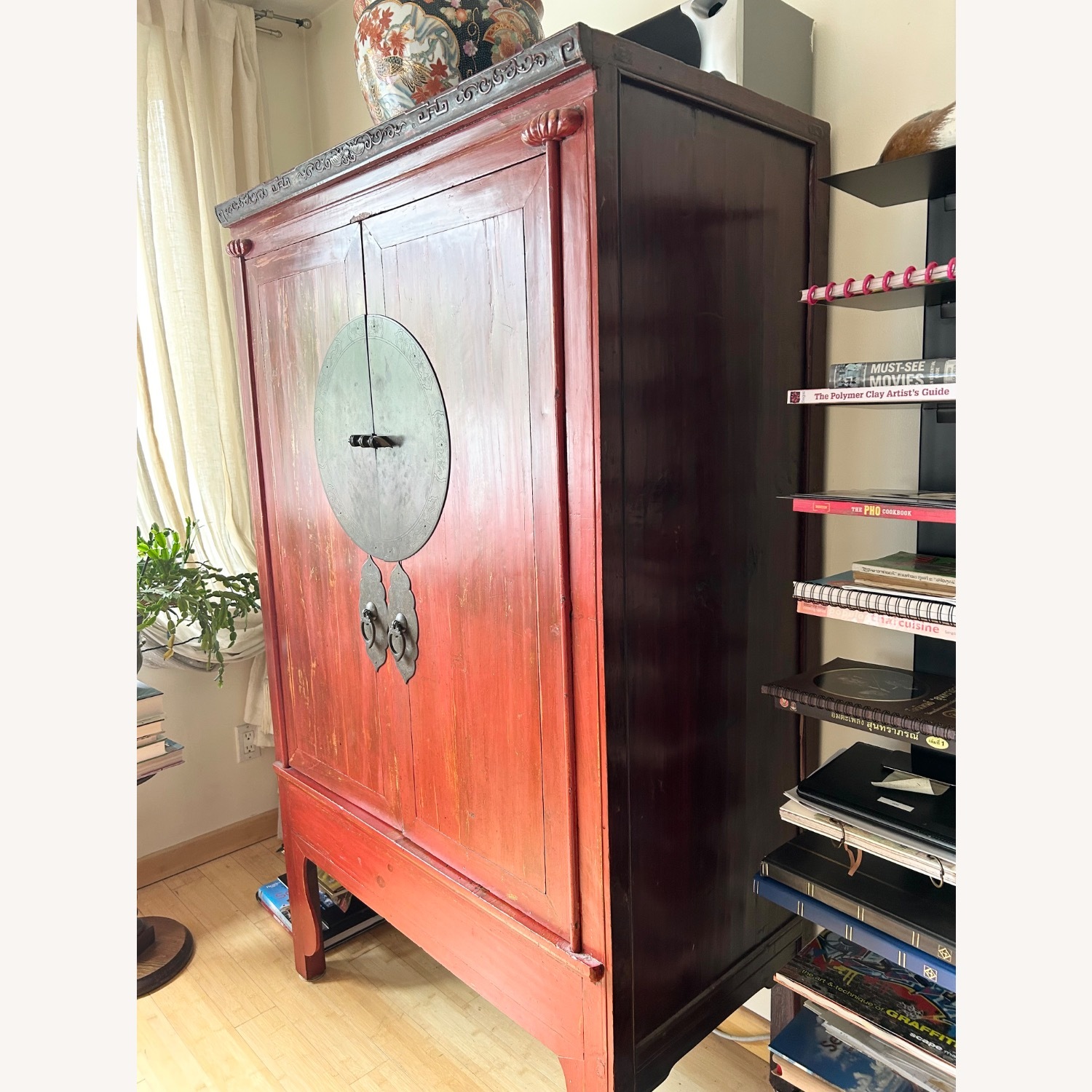 Antique Traditional Red Lacquered Wedding Cabinet - image-2
