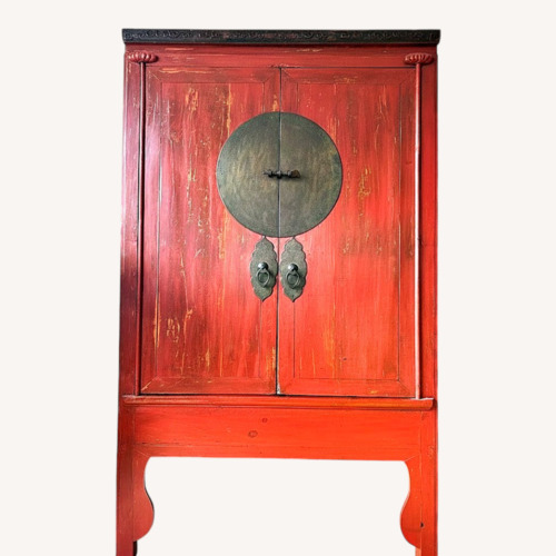 Used Antique Traditional Red Lacquered Wedding Cabinet  for sale on AptDeco