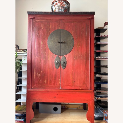 Used Antique Traditional Red Lacquered Wedding Cabinet  for sale on AptDeco
