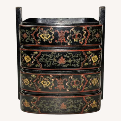 Used Antique Chinese 3 Tiers Lacquer Wedding Basket  for sale on AptDeco