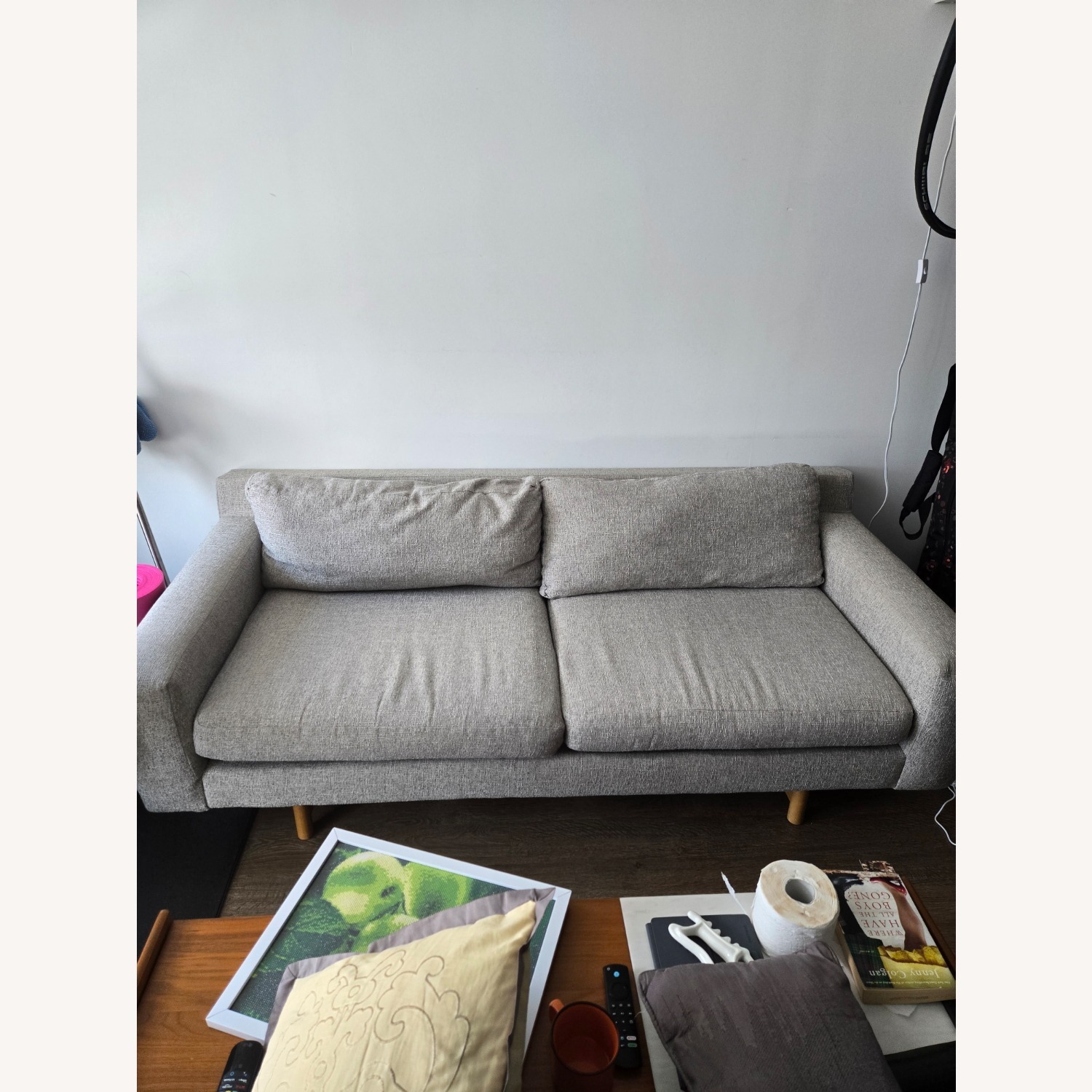 West Elm Eddy Light Gray Fabric 2 Seater Sofa 74 inch - image-2