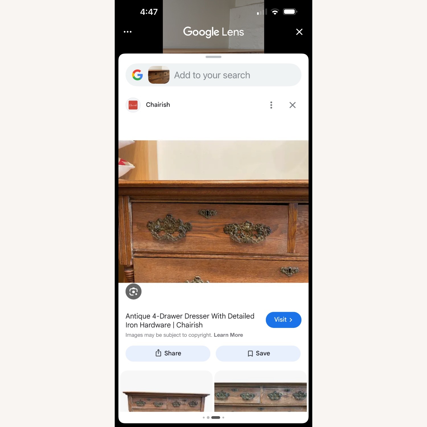 Vintage Oak Dresser with Brass Hardware - image-1
