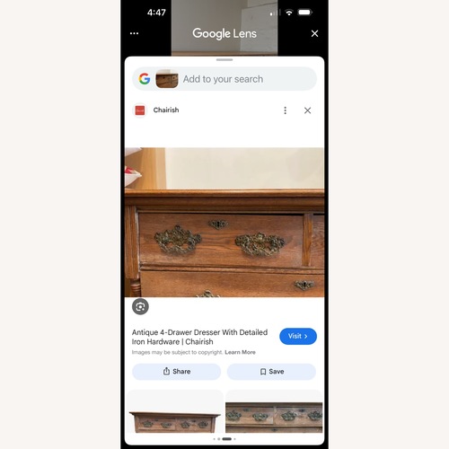 Used Vintage Oak Dresser with Brass Hardware  for sale on AptDeco