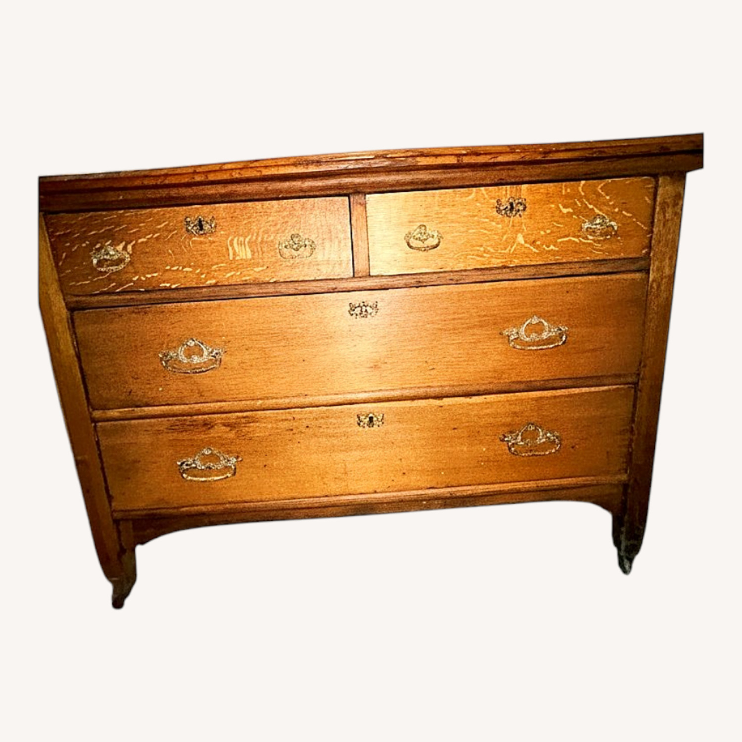 Vintage Oak Dresser with Brass Hardware - image-0