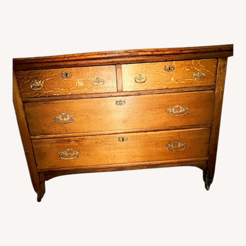 Used Vintage Oak Dresser with Brass Hardware for sale on AptDeco