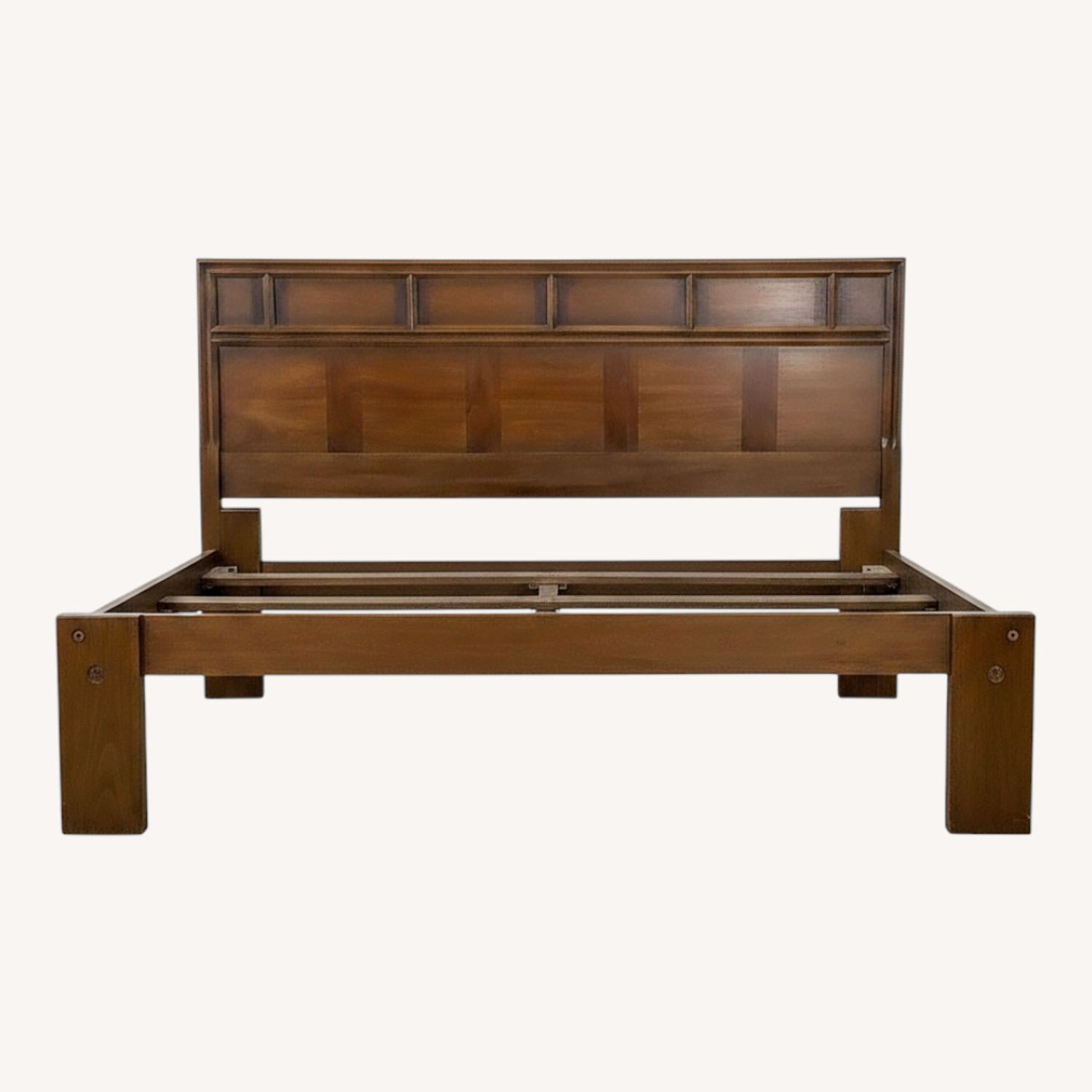 MCM Walnut Geometric Headboard – Full/Queen - image-0