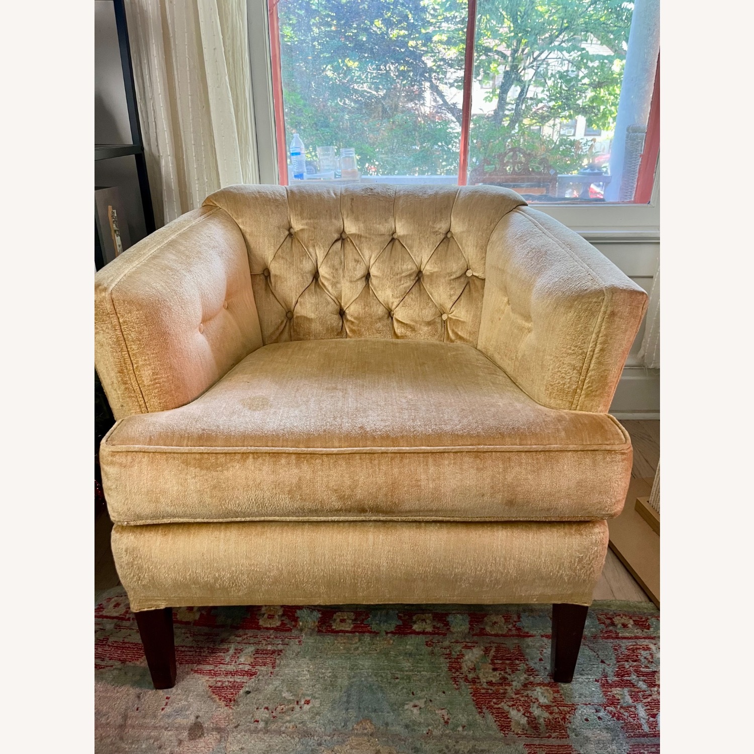 Vintage Gold Barrel Accent Chair - image-1