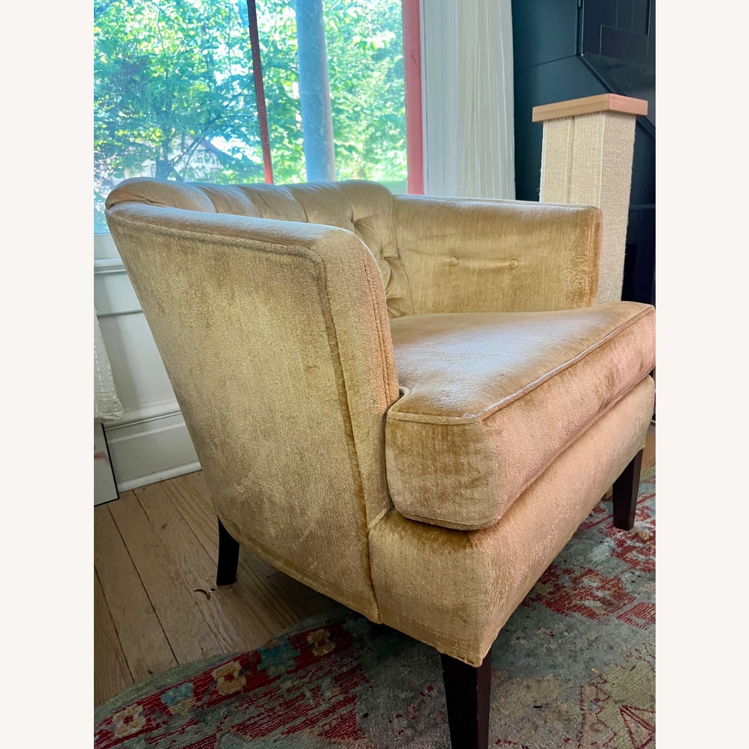 Vintage Gold Barrel Accent Chair - image-2