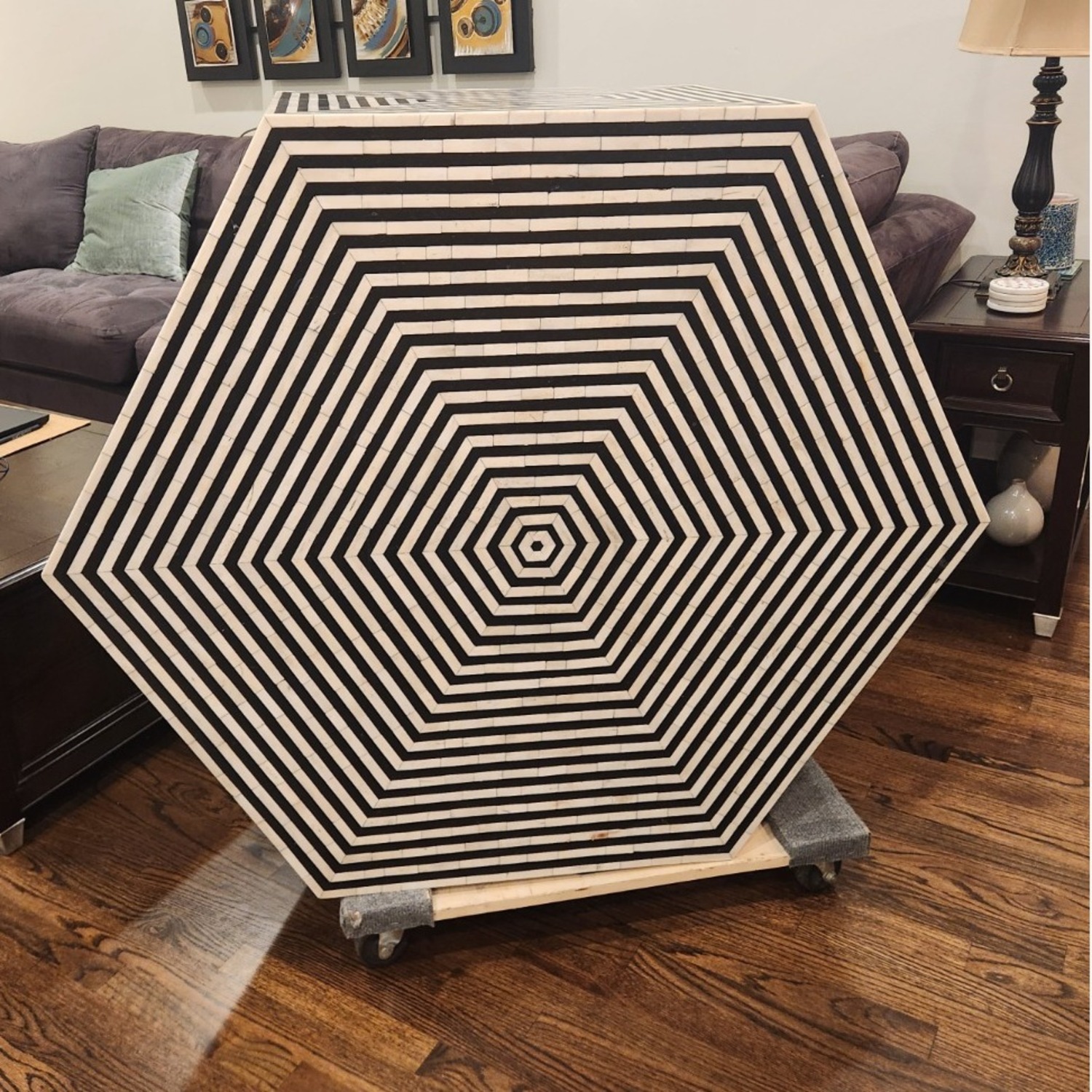 Bone Inlay Hexagon Coffee Table  - image-2