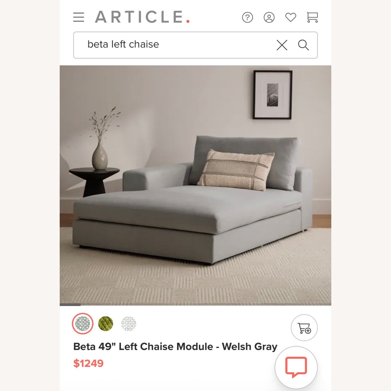 Article Beta Right and Left Gray Chaise Modules - image-3
