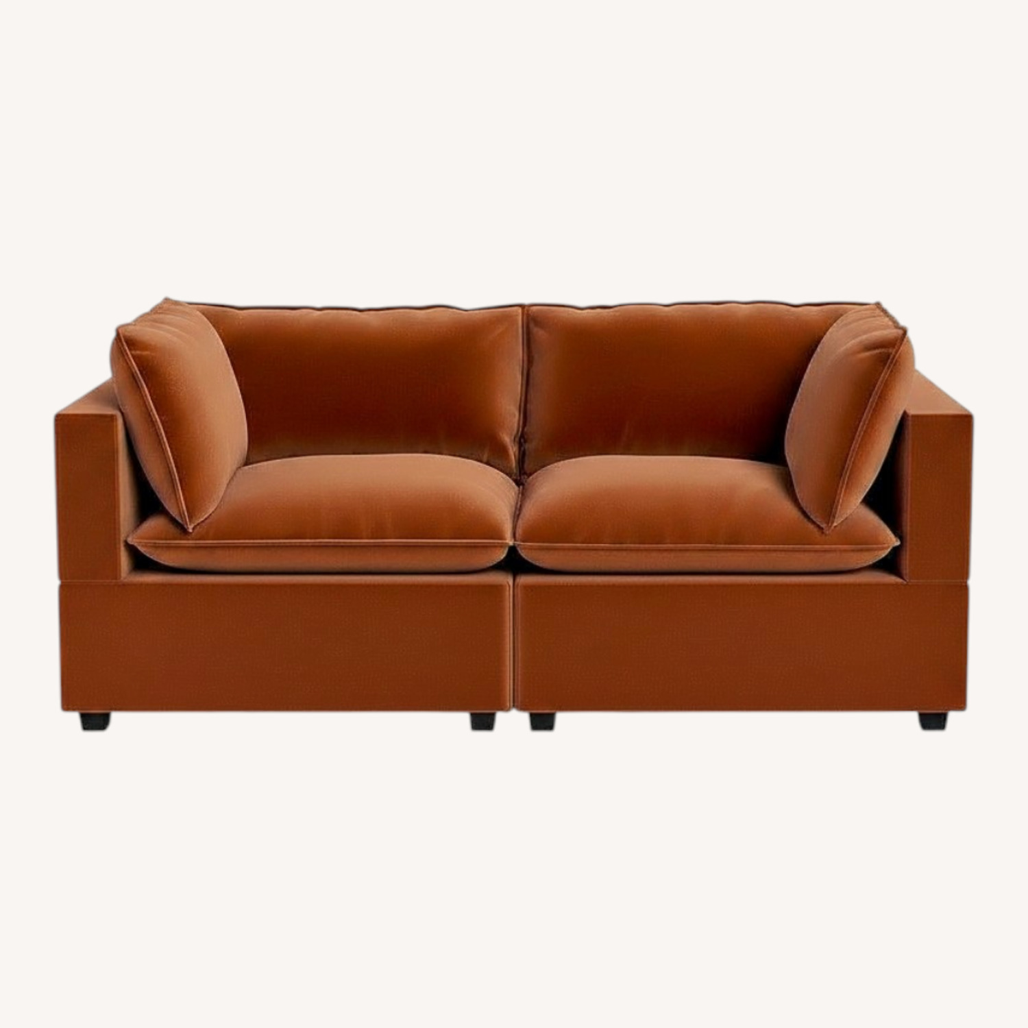 Velvet Deep Orange Albany Park Sofa - image-0