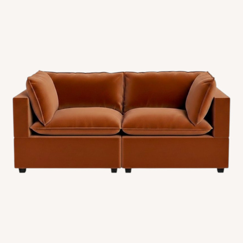 Used Velvet Deep Orange Albany Park Sofa for sale on AptDeco
