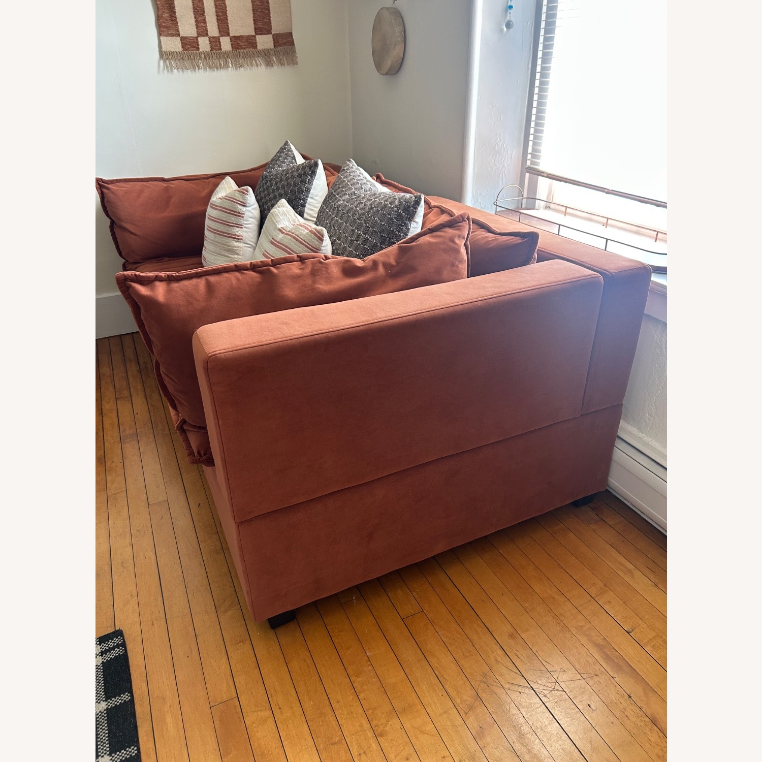 Velvet Deep Orange Albany Park Sofa - image-3