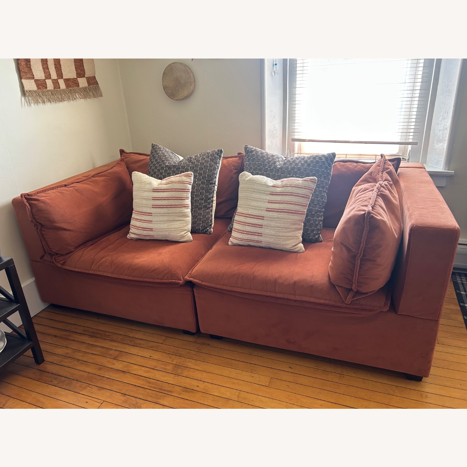 Velvet Deep Orange Albany Park Sofa - image-1