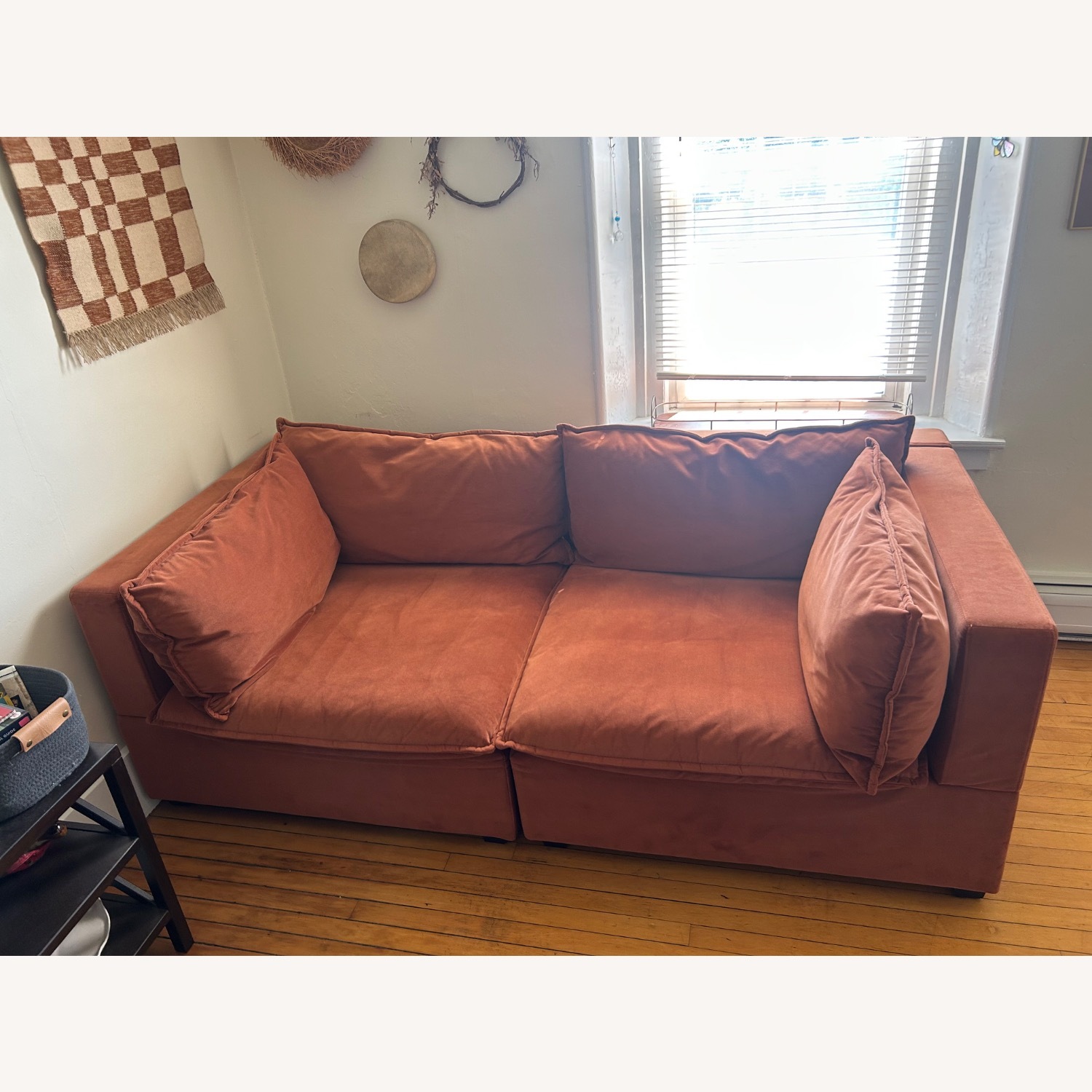 Velvet Deep Orange Albany Park Sofa - image-4