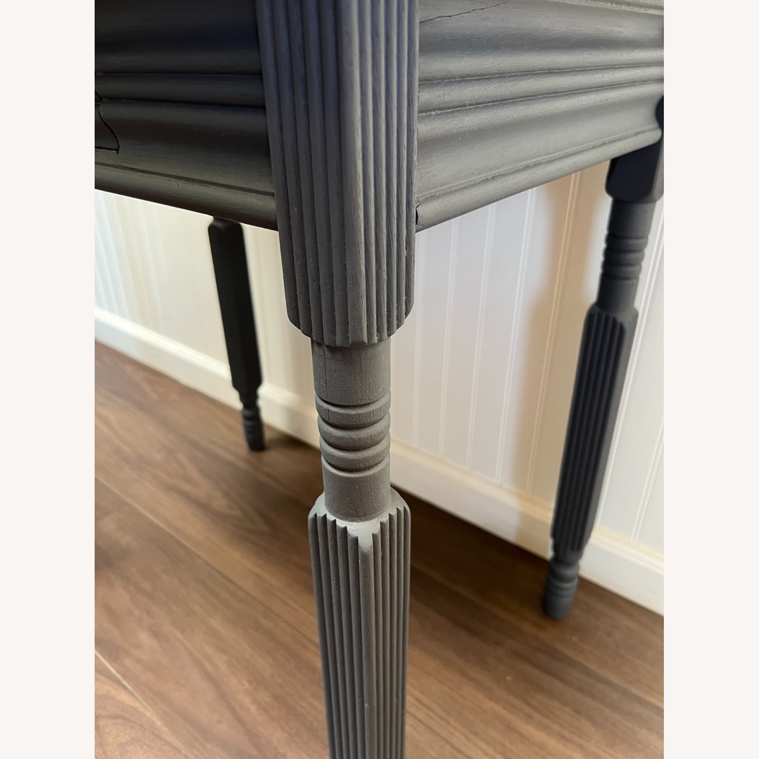 Vintage Solid Oak Accent Desk with Fluted Legs - image-5