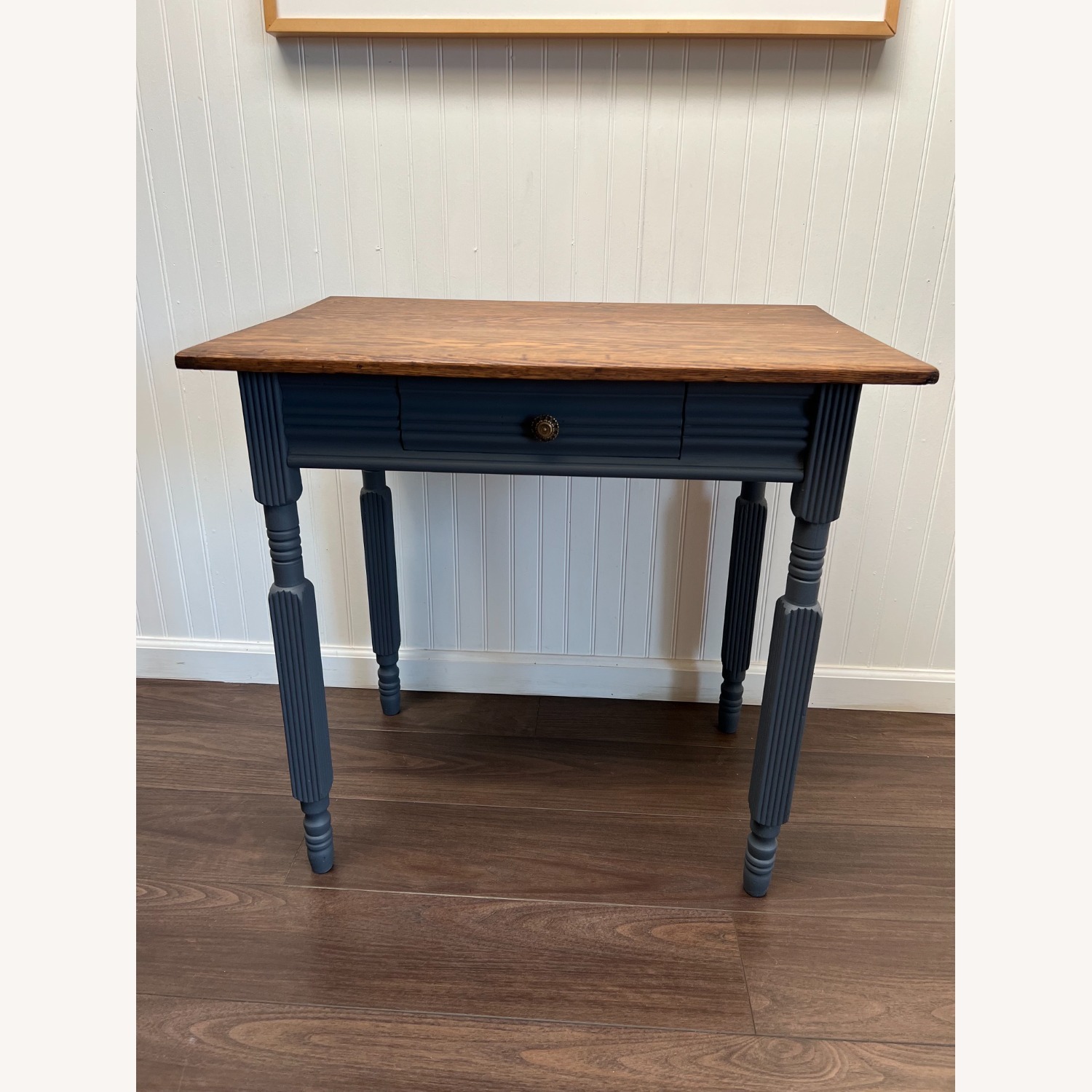 Vintage Solid Oak Accent Desk with Fluted Legs - image-2