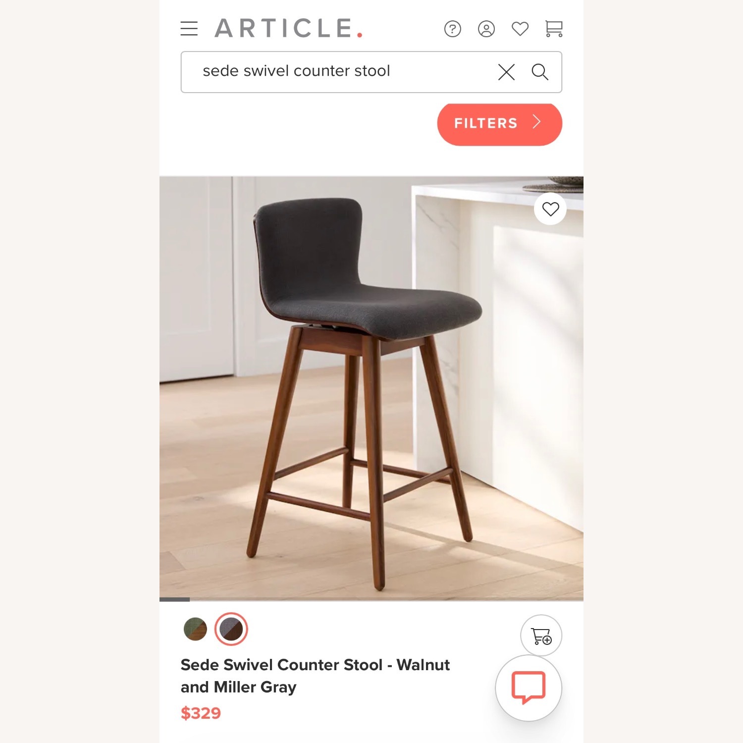 Article 2 Fabric and Wood Counter Swivel Stools - image-4