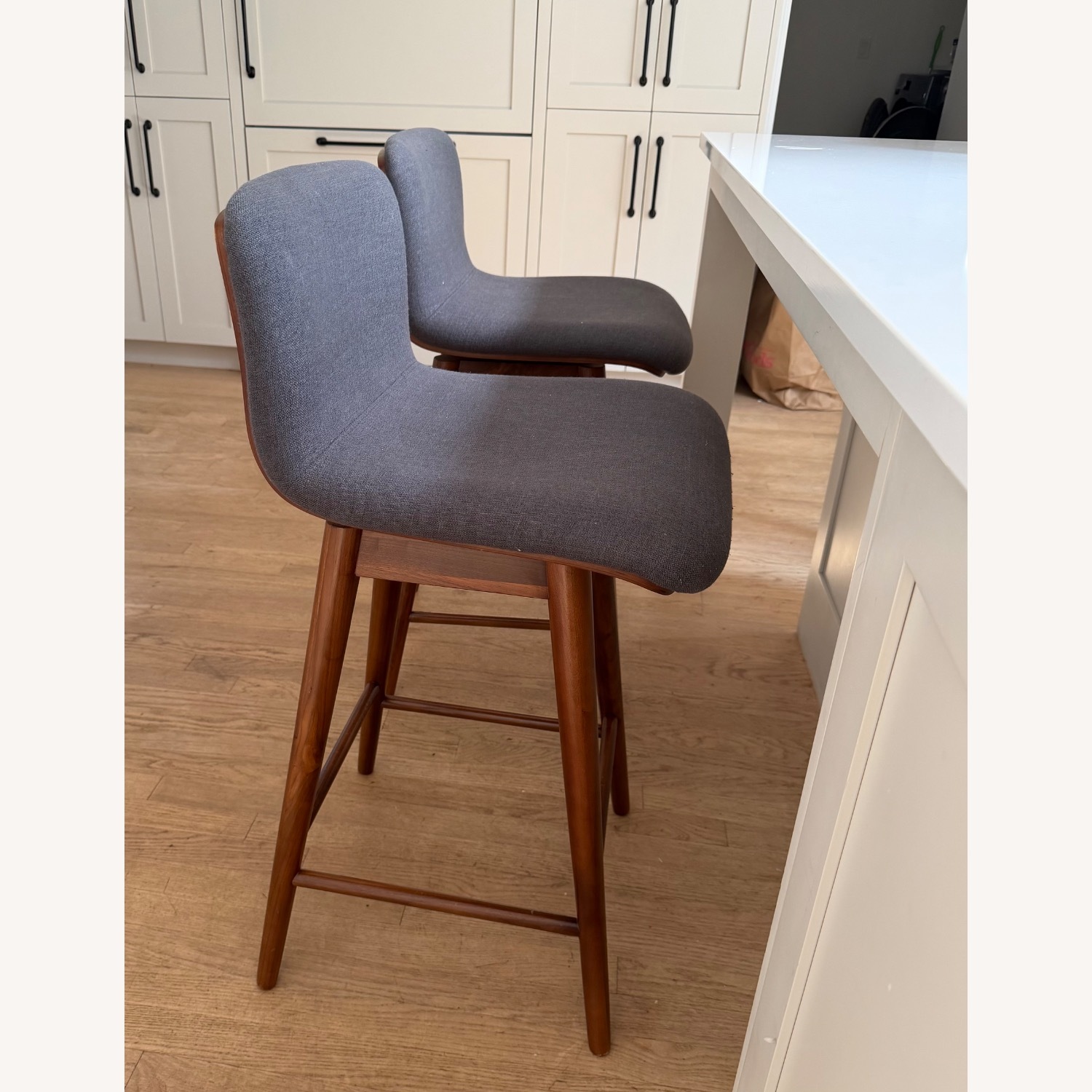 Article 2 Fabric and Wood Counter Swivel Stools - image-1
