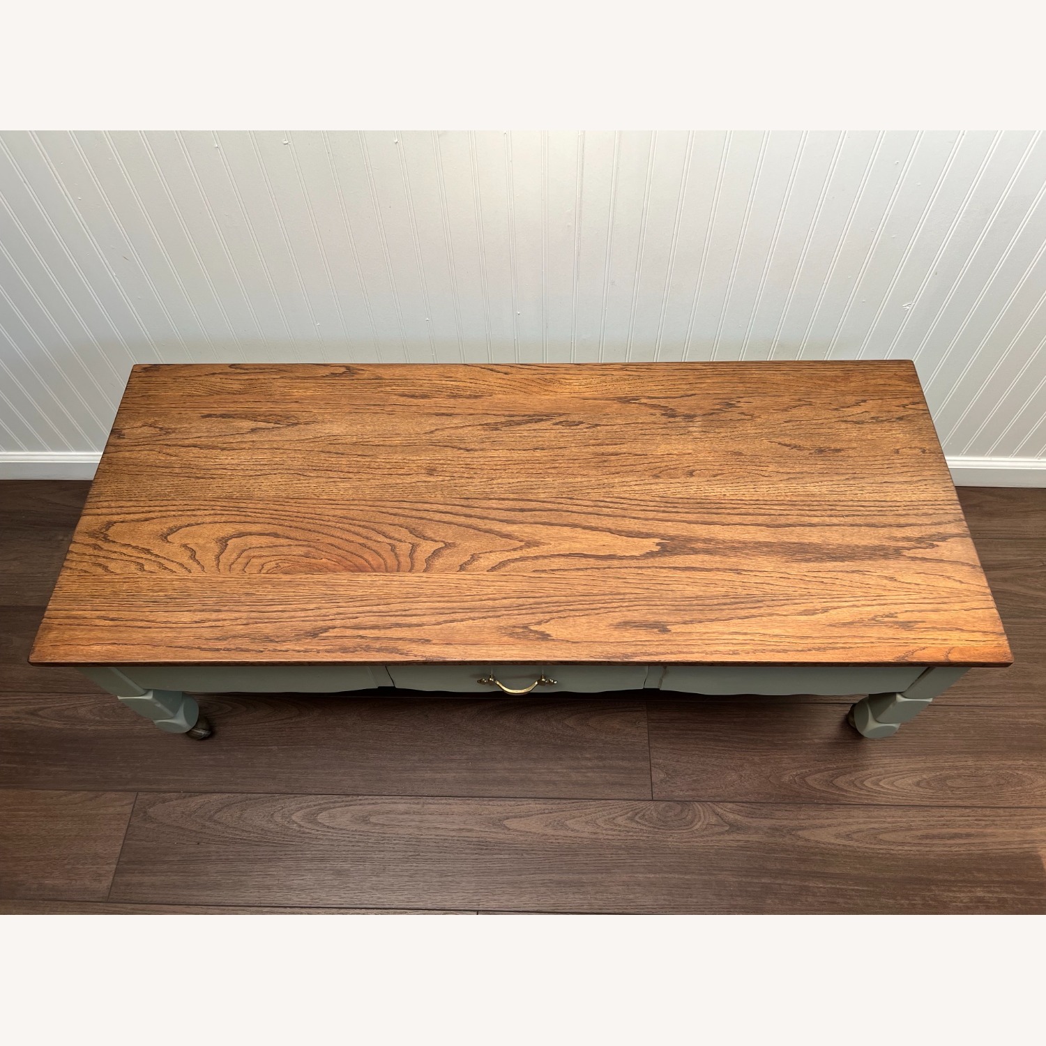Country Cottage Oak Coffee Table on Brass Casters - image-7