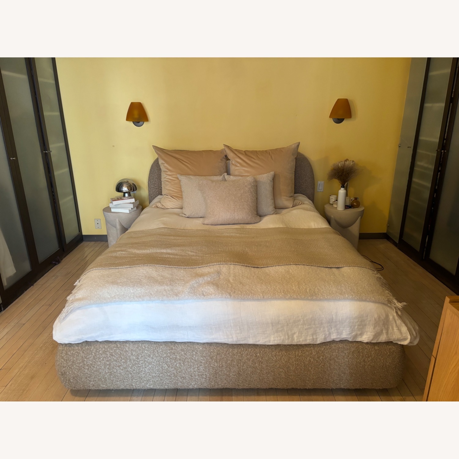 CB2 Diana Camel Brown Boucle Queen Bed - image-2