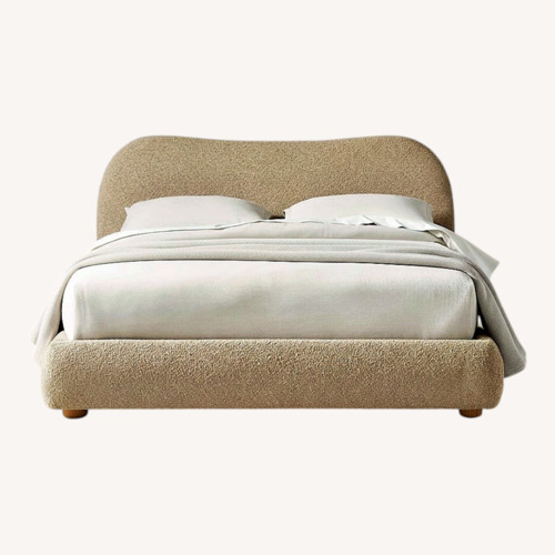 Used CB2 Diana Camel Brown Boucle Queen Bed for sale on AptDeco