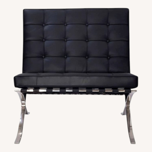 Used Black Leather Barcelona Chair Replica for sale on AptDeco