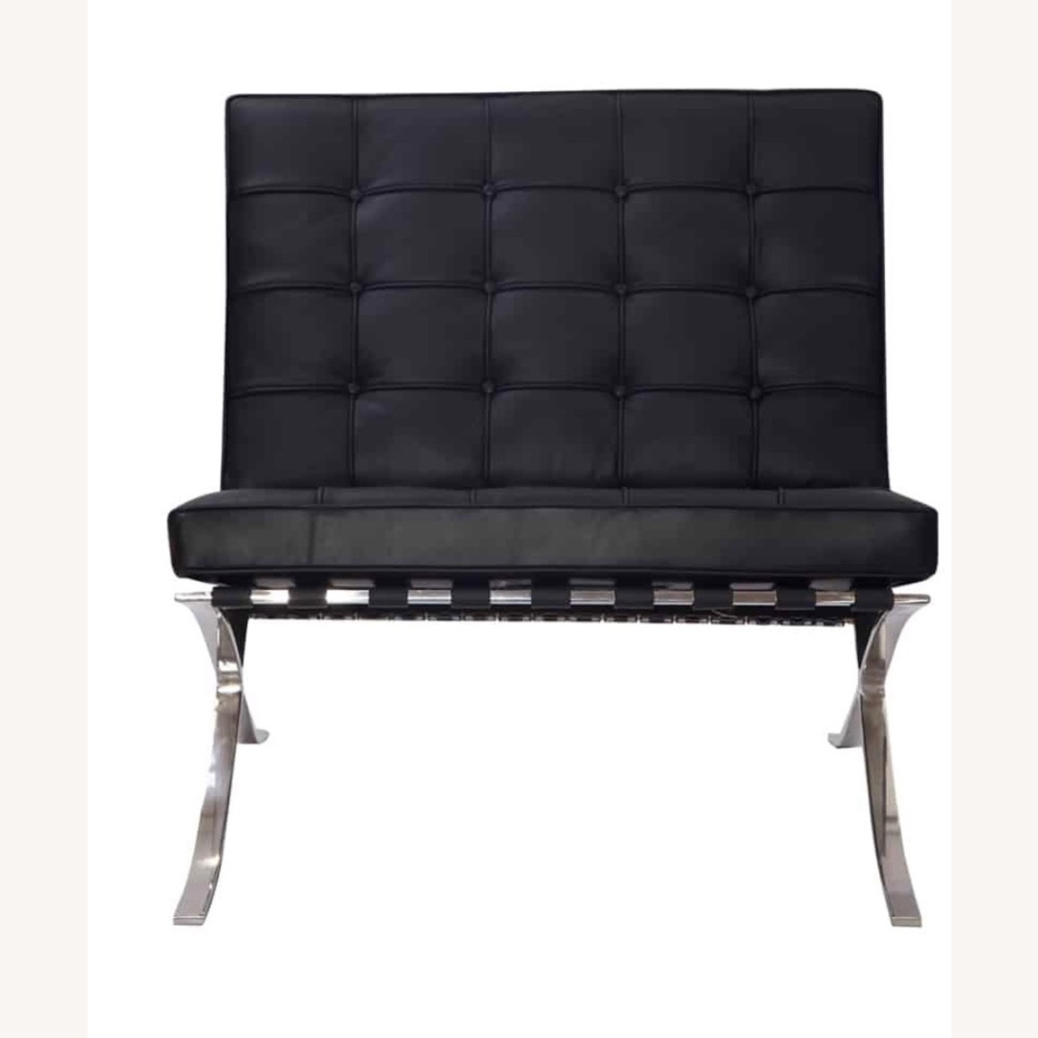 Black Leather Barcelona Chair Replica - image-1