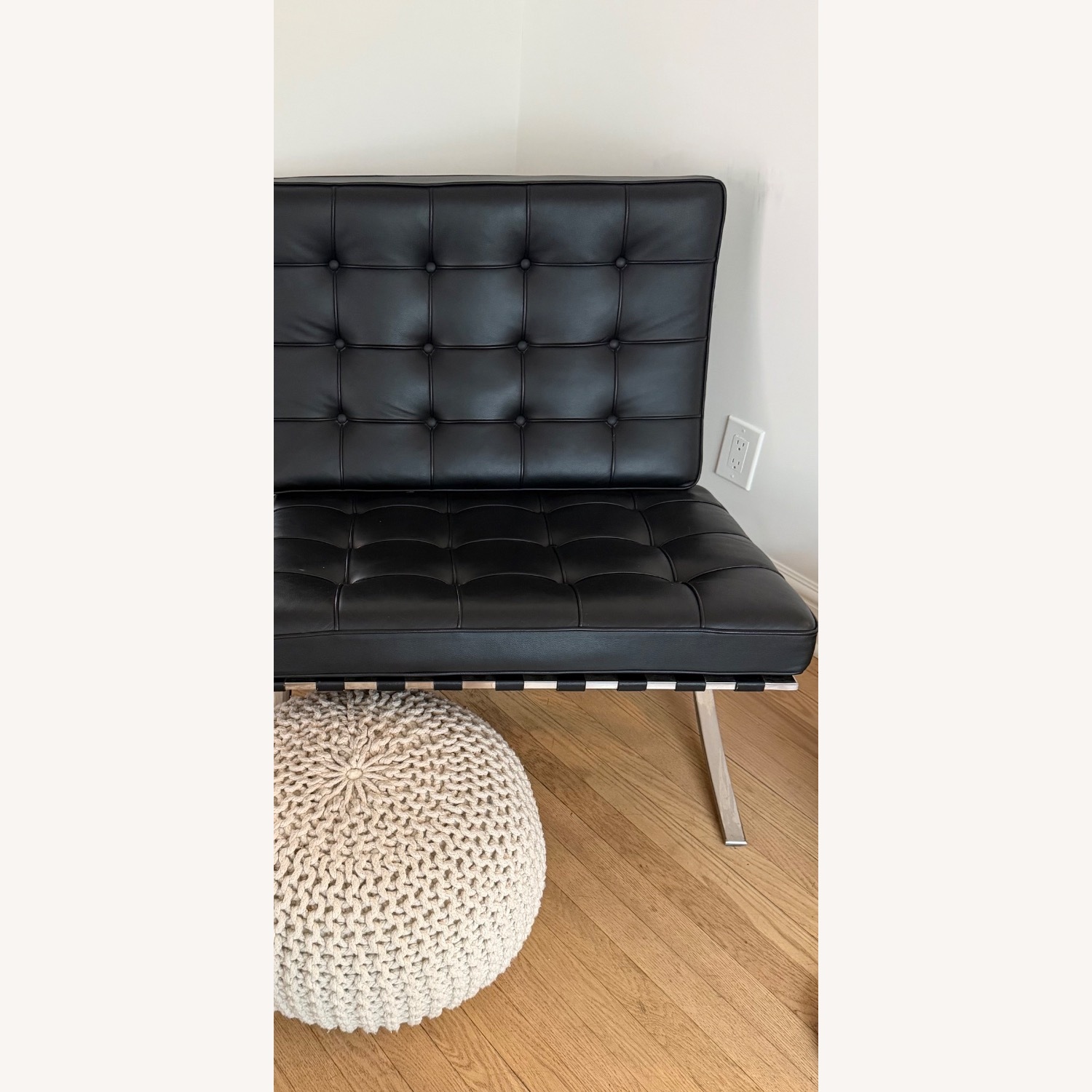 Black Leather Barcelona Chair Replica - image-3