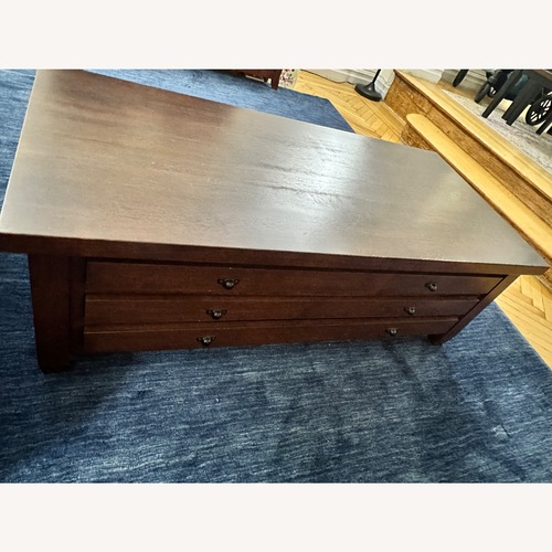 Used Wayfair Dark Brown Solid Wood Coffee Table for sale on AptDeco