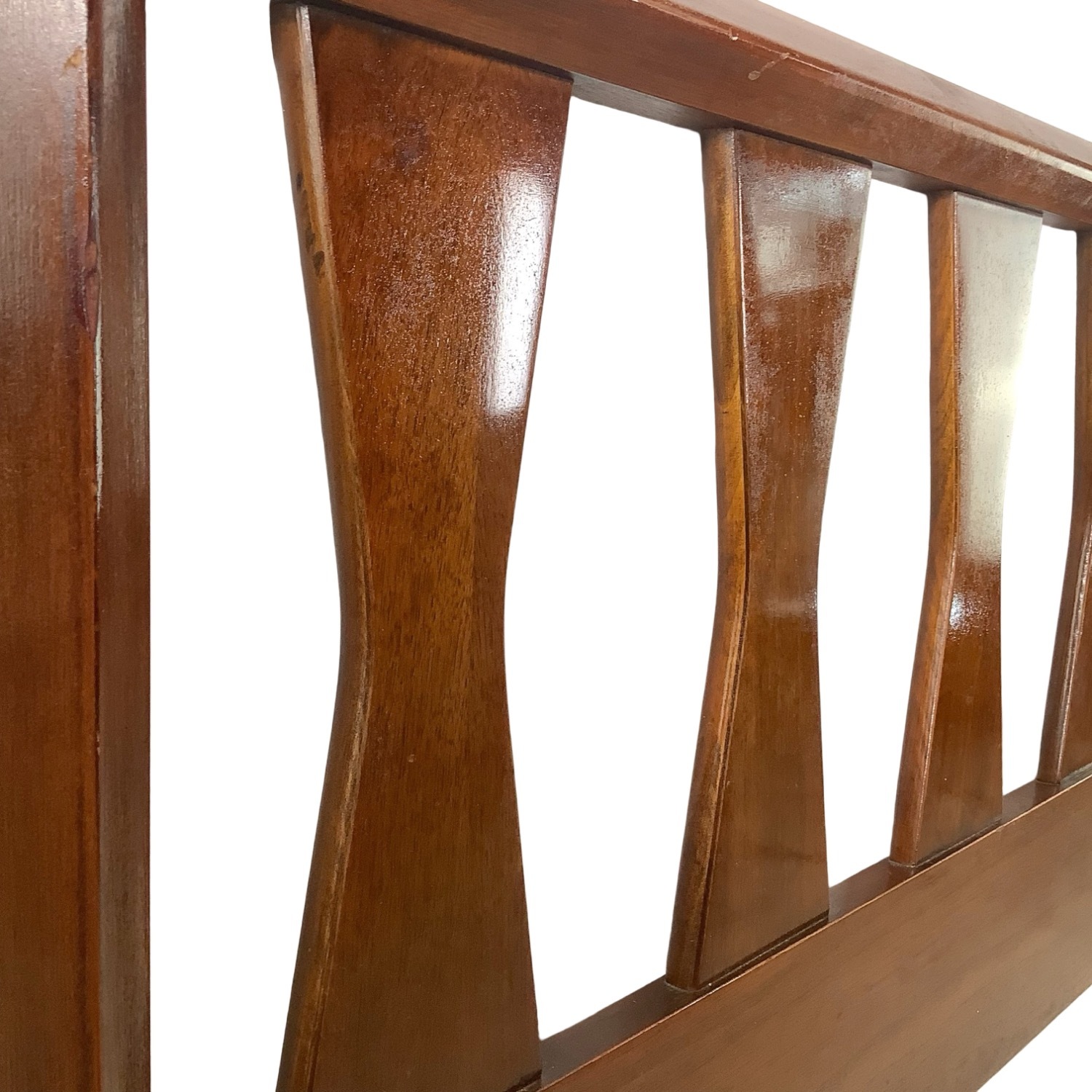 Sculptural MCM Walnut bowtie Headboard Full/Queen - image-9