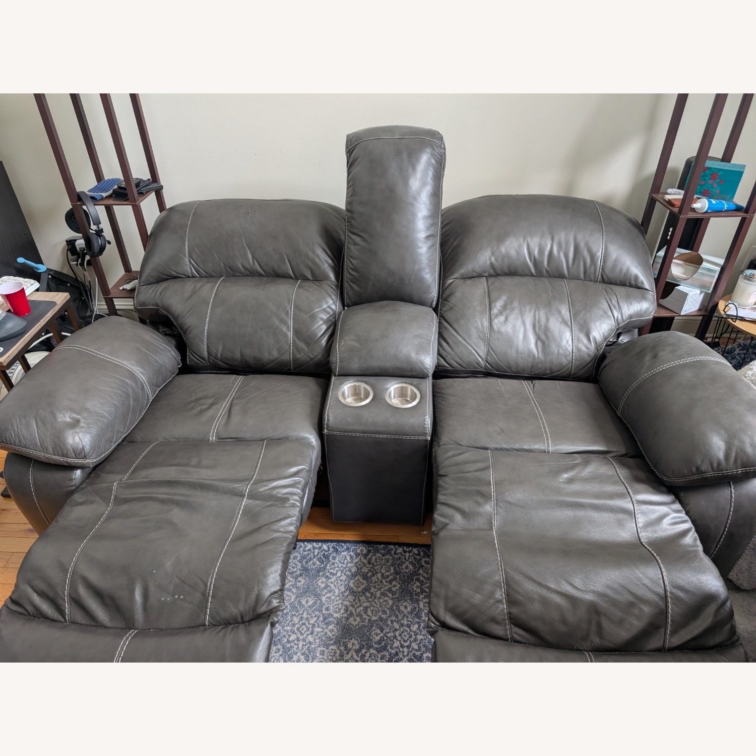 Ashley Furniture Hallstrung Reclining Loveseat Charcoal - image-2