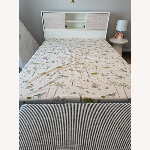 Used Modernist Storage Bed White & Wintered Wood Bed for sale on AptDeco