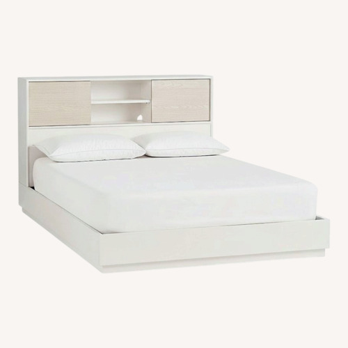 Used Modernist Storage Bed White & Wintered Wood Bed for sale on AptDeco