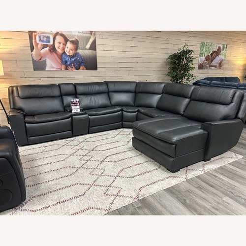 Used Black Leather 3+ Piece Sectional for sale on AptDeco